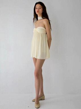 Buci Power Puff Dress in Butter